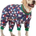 LovinPet Large Dog Christmas Pajamas - Christmas Outfit Xmas Holiday Costume for Dogs, Lightweight Pullover, A Gnome to FA La Navy Prints Large Dog PJ's Pitbull Clothes, XL (Red)