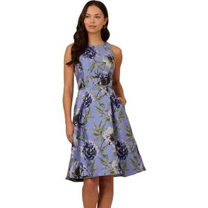 Adrianna Papell Women's Beaded Jacquard Short Dress 16Plus