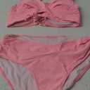 Bikini for Women Sexy High Waist Two Piece Swimsuits V Neck Bathing Suits, XL, Pink