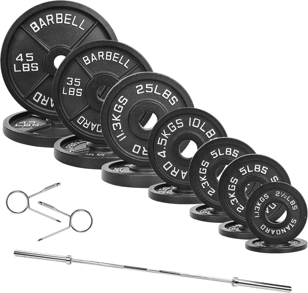 Fitvids Olympic 2-Inch Cast Iron Barbell Set, Style #1