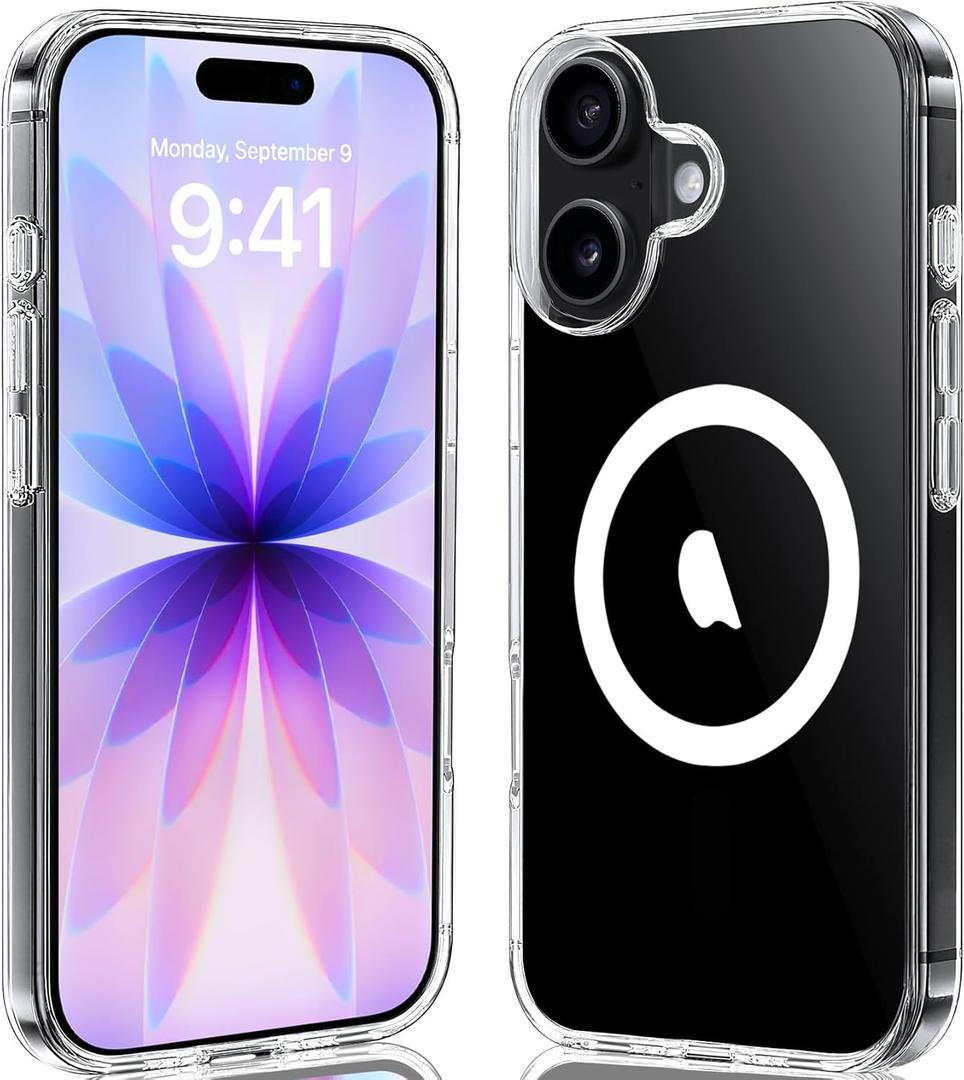 Designed for iPhone 17 Case Magnetic, Compatible with Wireless Charging, Transparent Anti-Scratch Back Shockproof Slim Thin Phone Cases Cover (Clear)