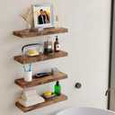Vervida 3 Pack Rustic Brown Floating Shelves, 24" W x 7.9" D x 1.5" H, Holds Up to 38 Lbs, for Living Room, Bedroom, Bathroom, Kitchen, Office, Storage, Display, with Invisible Brackets Wall Shelves, 24x7.9
