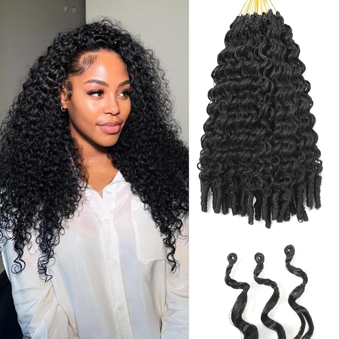 8 Packs Burmese Curly Crochet Hair 10inch Knotless Pre-Separated Crochet Hair With Spiral Curl Synthetic Hair for Women Natural Black Color,Easy to Detangle and Install(10inch,1B)