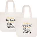 CARAKNOTS Teacher Bag Teachers Gifts for Women Valentines Day Appreciation Week Birthday Thank you Graduation End of Year Christmas Retirement Canvas Tote Bag with Pocket 2 Pcs