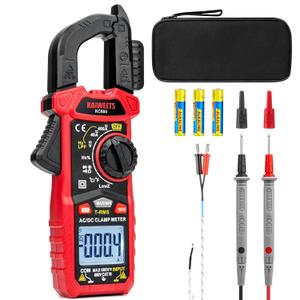 KAIWEETS Digital Clamp Meter Multimeter with D-Shaped Jaw for AC/DC Current & Voltage, Auto-ranging 4000 Counts Voltage Tester with Flashlight Backlight, Measuring Temperature Continuity Diode NCV