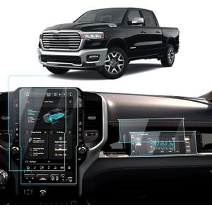 2025 2026 ram 1500 screen protector for Dodge RAM 1500 2500 3500 Laramie/Rebel/Limited/Limited Longhorn/Tungsten Uconnect Accessories Navigation & Passenger Seat Nano Screen Protector Film 14.4''&10.25''-4 Pack