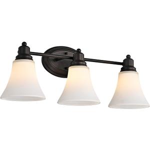 Chloe 3 Light Bathroom Vanity Light Matte Black Bathroom Lighting Fixtures Over Mirror with Opal White Frosted Glass, Vintage Traditional Wall Lighting Fixture Vanity Lights