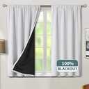 BGment Thermal Insulated 100% Blackout Curtains for Bedroom with Black Liner, Double Layer Full Room Darkening Noise Reducing Rod Pocket Curtain (52 x 54 Inch, Greyish White, 2 Panels)