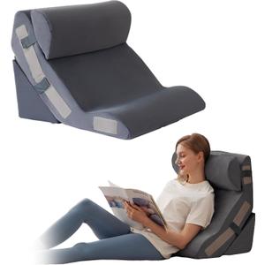 3PCS Wedge Pillow Set for After Surgery, Back Pillow for Bed Sitting up, 10-in-1 Foam Wedge Pillow for Acid Reflux & Back Pain Relief, Post Surgery Pillow for GERD & Snoring, Plush Grey