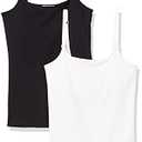 Amazon Essentials Women's Maternity Nursing Tops, Pregnancy Clothes with Adjustable Straps and Built-in Shelf Bra, Pack of 2, Black/White, X-Large