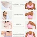 FeelinGirl Post Surgery Bras for Women Front Closure Mastectomy Bras Surgical Wireless Full Coverage Compression Bra (Pink, S)