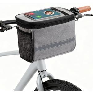 Bike Handlebar Bag - Front Basket with Bike Phone Mount, Bicycle Cooler Pouch Pack for Kids Girls Boys Men Women