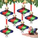 6 Pcs Blown Glass Christmas Ball Ornaments 3.8" Red Green and Blue Christmas Tree Decor Vintage Peppermint Candy Hanging Ornament Gift for Home Xmas Tree Handmade Craft Garland Wreath Holiday Decor