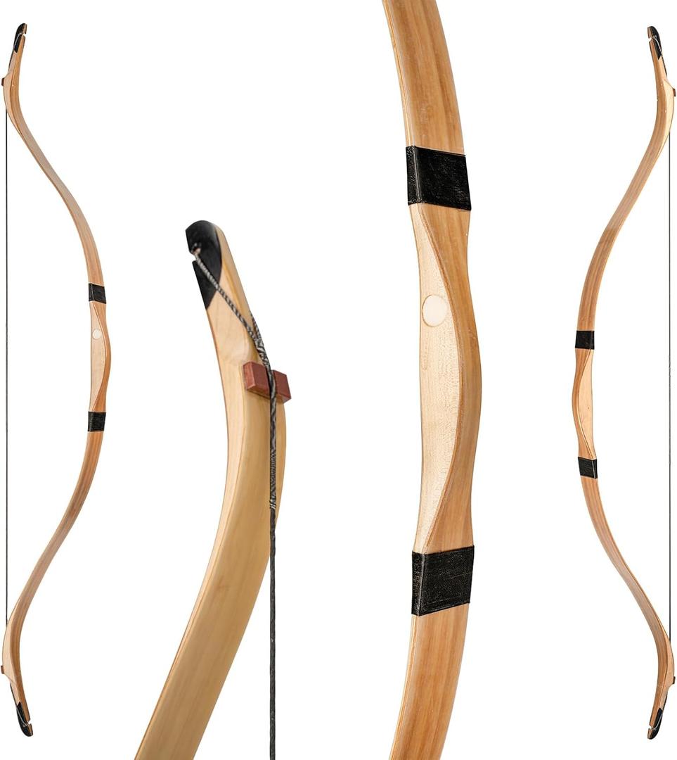 Deerseeker Archery 52" Recurve Bows Traditional Longbow Handmade Tatar Horsebow Set Ambidextrous Bow for Adults & Youth Practice Target Shooting 20-80lbs