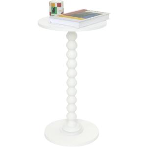 Fultyle Round Side Table, Small Drink Table for Small Spaces, Modern Accent End Table Nightstand with Solid Wood Leg for Living Room, Bedroom, Corners, and Office (White)