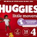 Huggies Size 4 Diapers, Little Movers Baby Diapers, Size 4 (22-37 lbs), 58 Count