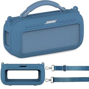 JCHPINE Silicone Cover Case for Bose SoundLink Max Portable Speaker Accessories, Soft Silicone Skin for SoundLink Max Bluetooth Speaker with Shoulder Strap (Blue Case)