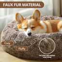 JOLLYVOGUE Calming Dog Bed for Small Dogs - 23 inches Donut Washable Small Dog Bed for Kittens & Puppies, Anti-Slip Round Fluffy Plush Faux Fur Cat Beds (Fits up to 25 lbs Pets, Smoke Brown)