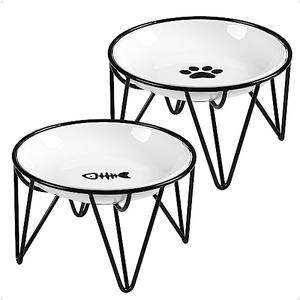 Kitwinney Ceramic Cat Bowls, 1 Pack - Raised, Whisker Friendly, Anti-Vomiting Cat Food Plates - Hygienic, Secure Material, Elegant Stand, 10 oz, for Indoor Cats & Kittensonly one bowl