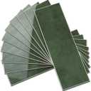 Tilingview 30 PCS Peel and Stick Backsplash Tile for Kitchen/Bathroom/Living Room, 3"x 9" Self-Adhesive Subway Tile for Backsplash, Handmade Imitation Glazed Tiles(Glossy Dark Olive Green)