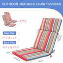 Enipate 2 Pack Outdoor High Back Chair Cushion, Weather Resistant Adirondack Rocking Chair Cushions, Patio Chair Seat Cushions, 44.5L20.5W3H