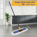 36" Commercial Dust Mop: Heavy Duty Industrial Floor Duster with 2 Cotton Reusable Mop Pads - 59 Inch Long Handle Wet Dry Flat Mops for Floor Cleaning (Blue)