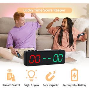 LUCKY TIME Score Keeper Battery Powered Scoreboard with Mini Remote Portable Digital Scoreboard with Magnetic for Leisure Sports or Game Room Pickleball Bocce Toss Games