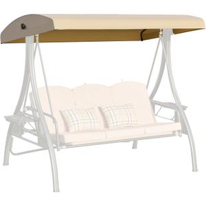 Outdoor Swing Canopy Replacement Cover, 3 Seat Swing Cover UV-Resistant for 3-Seat Porch Swing (Khaki, 76.8x47.2x9.1in)