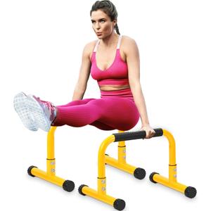 TABEKE Push Up Bar, 14'' High Steel Parallettes & Dip Bar with Full Coverage Foam Handle, Heavy-Duty Calisthenics Parallel Bars for L-Sit, Dips, Home Gym Strength Training Workout
