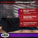 AIDEA Microfiber Cleaning Cloth Black 50PK, Microfiber Towels for Cars, Premium Car Cloths, Dusting Cloth Lint Free Cleaning Rags for SUVs, House, Kitchen, Window, Workshops,12x12"