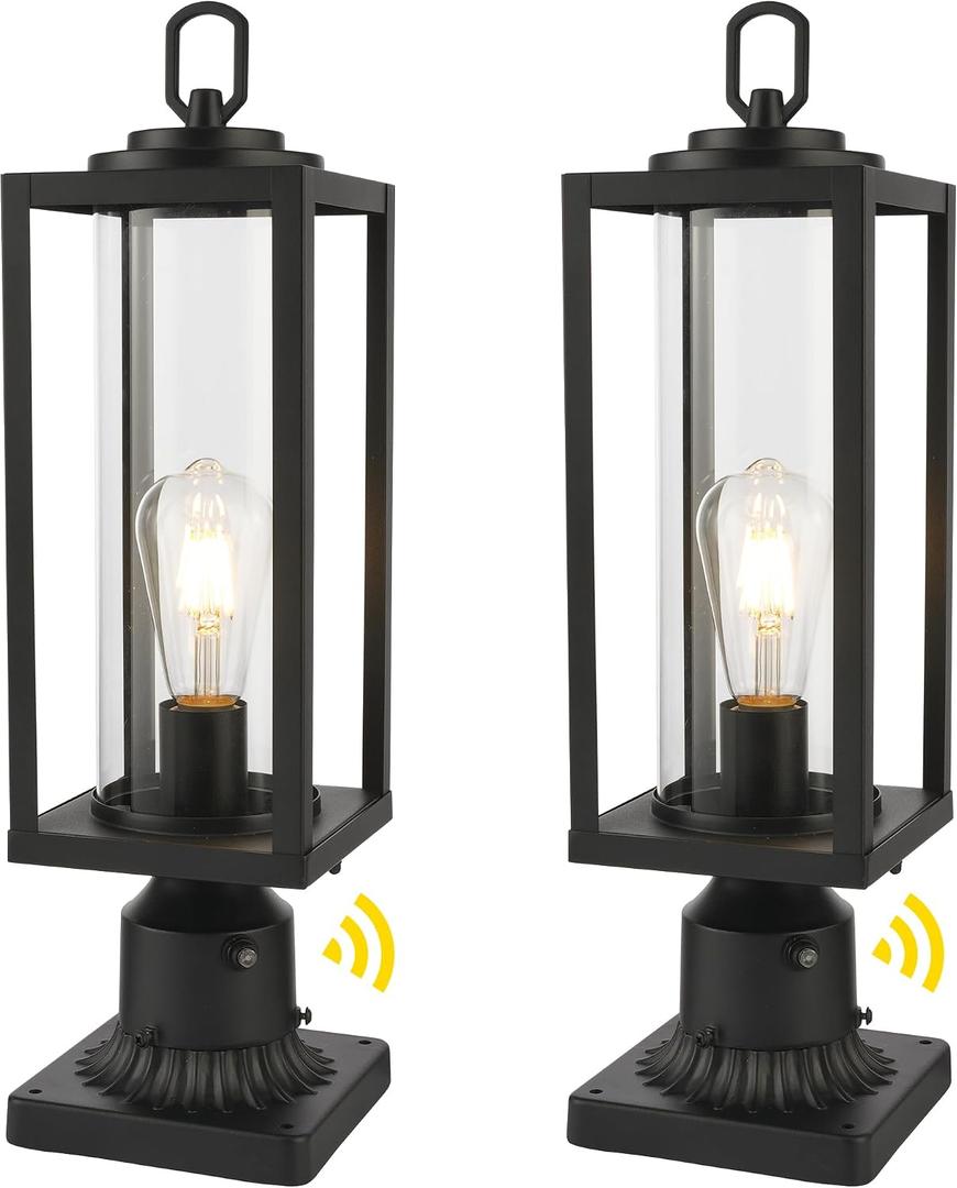 Beionxii 20 Inch Dusk to Dawn Outdoor Post Light, 2 Pack Large Pole Light