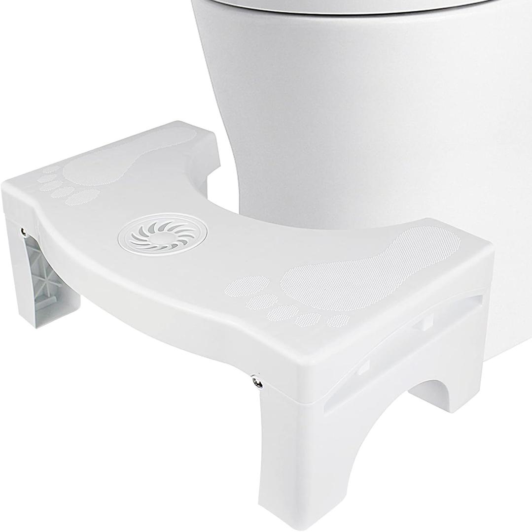 Toilet Stool Squat Adult, 7" Heavy Duty Poop Stool for Bathroom Plastic Portable Squatting Potty Foot Stool with Freshener Space Non-Slip Toilet Assistance Step Stool Healthy Gifts for Seniors Kids