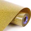 HTVVETUR Glitter Gold Heat Transfer Vinyl - 12" x 9ft Glitter HTV Rolls for Shirts, Iron on Vinyl for Cameo - Easy to Cut & Weed (J006-9ft) (J006 Glitter Golden-9ft)