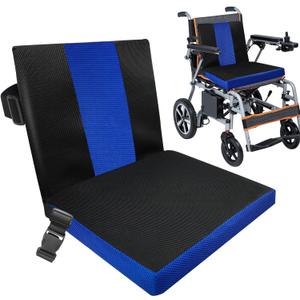 Soft Wheelchair Seat Cushion for Adults Washable Wheelchair Cushions for Seniors Wheelchair Pads Cushions Thick for Seat Non-Slip and Lumbar Support (Black + Blue)