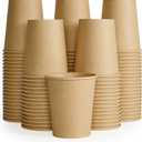 LITOPAK 100 Pack 8 oz Kraft Paper Coffee Cups for Water, Juice, and Tea, Disposable Hot Coffee Cups for Home, Restaurant, Store, and Cafe