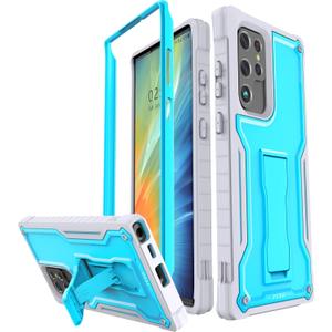FITO for Samsung Galaxy S22 Ultra Case, Dual Layer Shockproof Heavy Duty Case, Built in Kickstand (Blue)