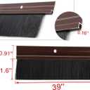 Door Brush Bottom Sweep (2.5" Width X 36.5" Length) with Brown H-Shape Aluminum Alloy Holder & 1.5-inch Black PP Silicone Soft Brush for Home Door Seal