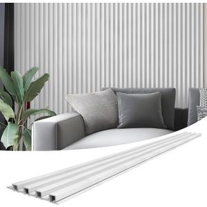Art3d 96 x 6 Inch WPC Wood Diffuser Slat Wall Panel, 8-Pack, Matte White