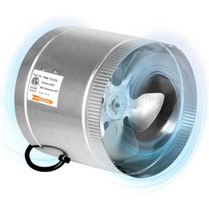 iPower 8 Inch Inline Booster Duct Fan 420 CFM HVAC Exhaust Ventilation Blower with Low Noise for Grow Tent, Basements, Bathrooms, Kitchens and Attics