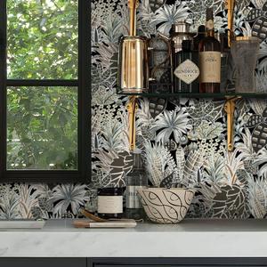 5 x Ismoon 16.1inx78.7in Wallpaper Peel and Stick Black Contact Paper Modern Removable Self-Adhesive Wallpaper Tropical Jungle Grey Leaf Floral Vinyl for Drawer Shelf 5 x Ismoon 16.1inx78.7in Wallpaper Peel and Stick Black Contact Paper Modern Removable Self-Adhesive Wallpaper Tropical Jungle Grey Leaf Floral Vinyl for Drawer Shelf