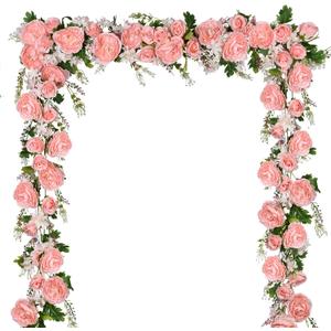 DearHouse 2Pack Artificial Peony Flower Garland - Silk Peony Garland with Pink Flowers for Wedding Party Table Decoration,6ft/Strand