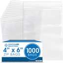 Spartan Industrial - 4 X 6 (1000 Count) 2 Mil Clear Reclosable Zip Plastic Poly Bags with Resealable Lock Seal Zipper