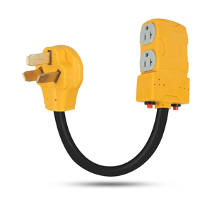 NEMA 10-50P to 4X 5-20R 5-15R Household Power Convert Adapter, ZDHQLHJ 220 to 110 Adapter with 20 Amp Circuit Breaker, 10-50 Male Plug to 5-15R 5-20R 3-Way T-Blade Household Outlet