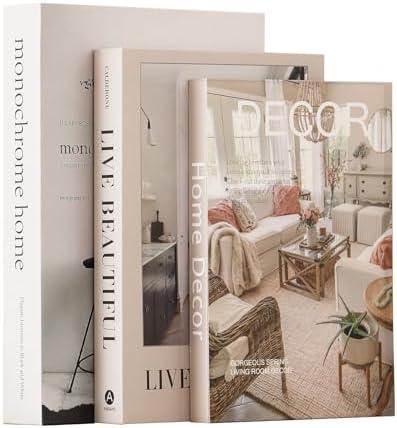 Set of 3 Decorative Books for Home Decor, Elegant Faux Books for Decoration, Aesthetic Decorative Book Set for Table