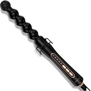 Farery Bubble Curling Wand for Long Hair - 32mm Springless Barrel for Defined Spiral Curls & Waves, Ceramic Coated for Smooth Shine, Includes Heat Resistant Glove, 5 Temp Settings, Dual Voltage