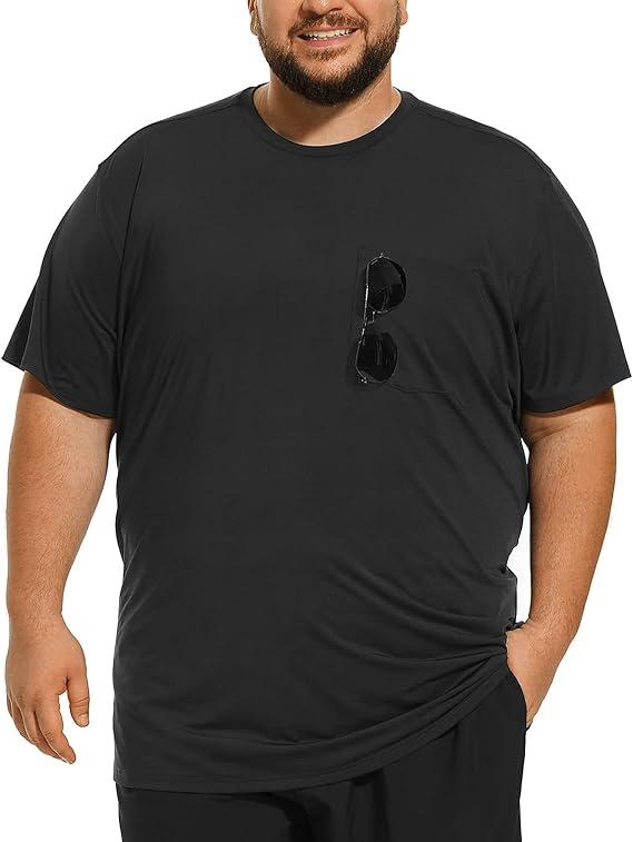 Big and Tall Mens T-Shirt UPF 50+ Sun Protection Swim Shirt SPF Quick Dry 4XL 1 piece