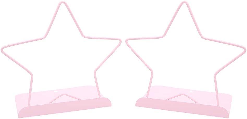 Fashion Star Bookend Non-Skid Metal Book Ends Book Stands for Home Shelves School Office Decoration Kids Study Gift (Pink)