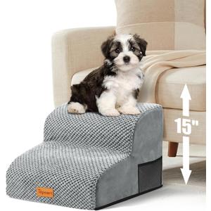 Topmart High Density Foam Pet Steps 2 Tiers,11.8" High,Non-Slip Dog Stairs,Soft Foam Dog Ramp Ladder,Best for Injured,Older Cats,Pets with Joint Pain,Suitable for Low Sofas,Stairs,Lower Place