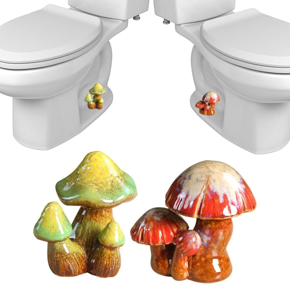 2Pack Mushroom Toilet Bolt Caps,Toilet Bolt Covers Decorative,Fun Ceramics Mushroom Toilet Bolt CoversUniversal Toilet Bolt Caps Toilet Caps for Bottom of Toilet (Mushrooms), SKNGC-18