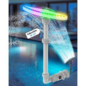 (2025 Upgraded) Above Ground Pool Fountain with Lights, 16''-27'' Adjustable Height, RF Remote APP Control Pool Fountains for Above Ground Pools, Solar Powered LED Lights Pool Sprinkler Fountain, Gray